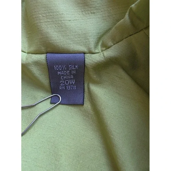 Kate Hill Blazer Women 20W Green 100% Silk Bow Front Jacket NWT Luxury Plus Size - Picture 7 of 9